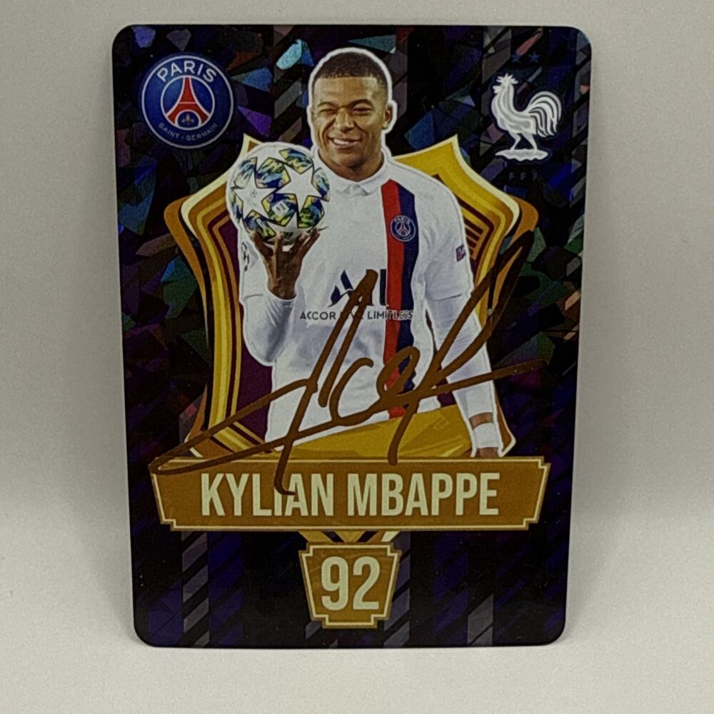 Kylian Mbappe - Holo Foil Soccer Card 2024 Gold Printed Signature France PSG